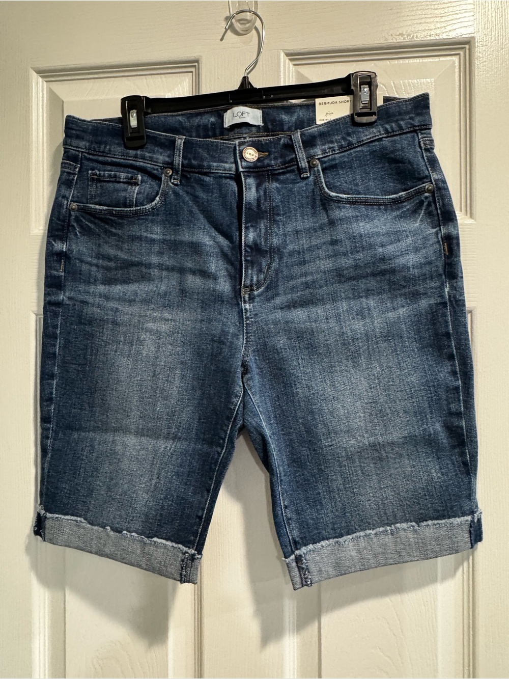 LOFT Dark Denim Bermuda Shorts